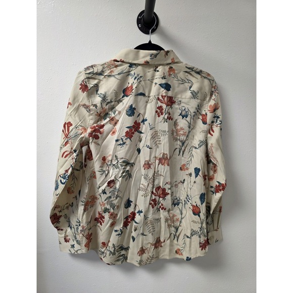 Coldwater‎ Creek Blouse Women's Sz 12 Sandstone Multi Floral Button Down Cotton - Picture 6 of 8